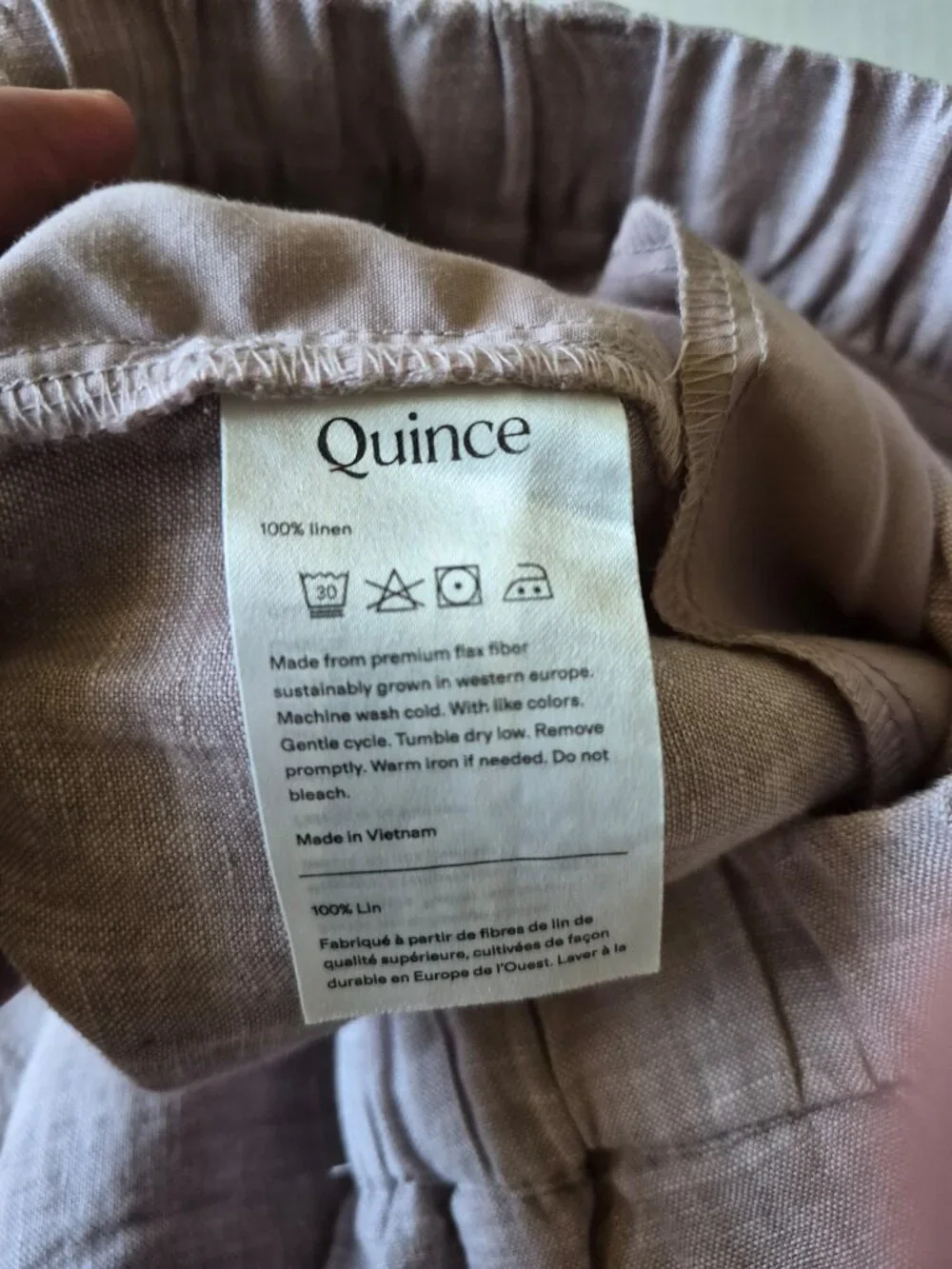 Quince 100% Linen Wide Leg Pants Vintage Pink Chambray Large